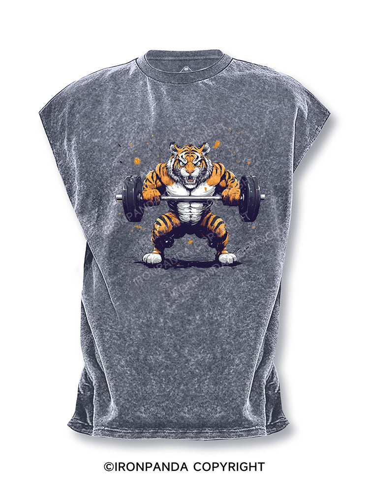Muscular Tiger Weightlifting Cut Off Tank