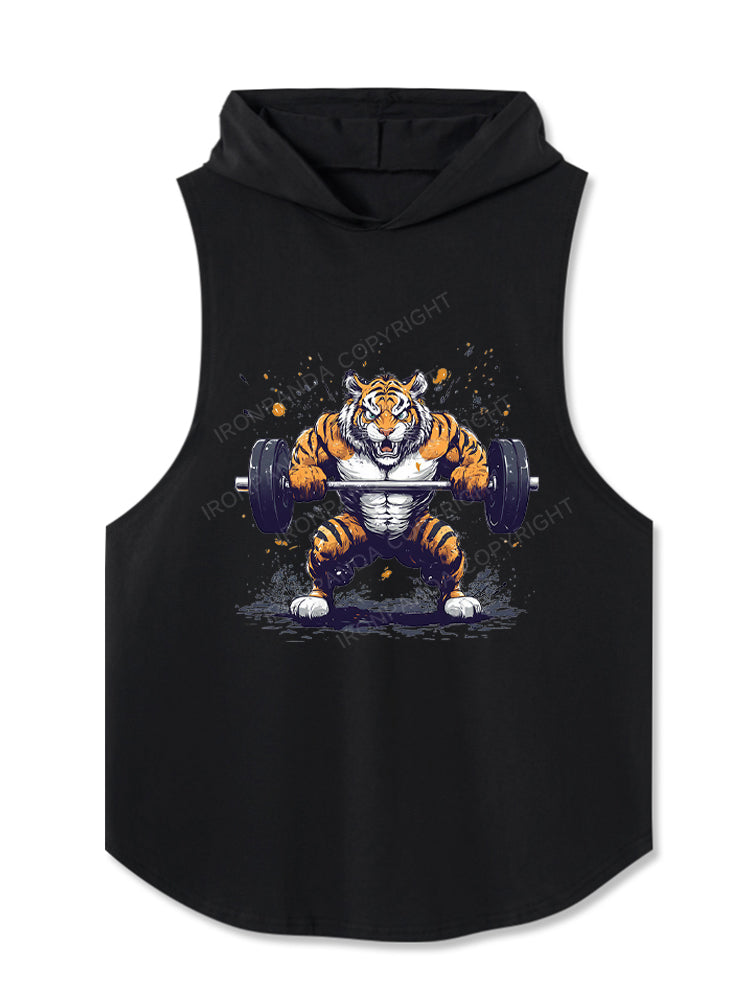 Muscular Tiger Weightlifting Hooded Tank