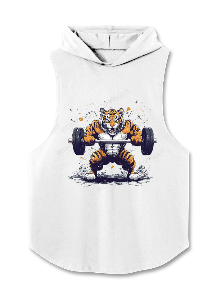 Muscular Tiger Weightlifting Hooded Tank