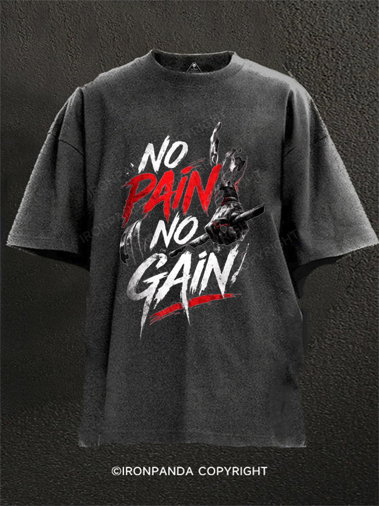 No Pain No Gain Motivation Washed Gym Shirt