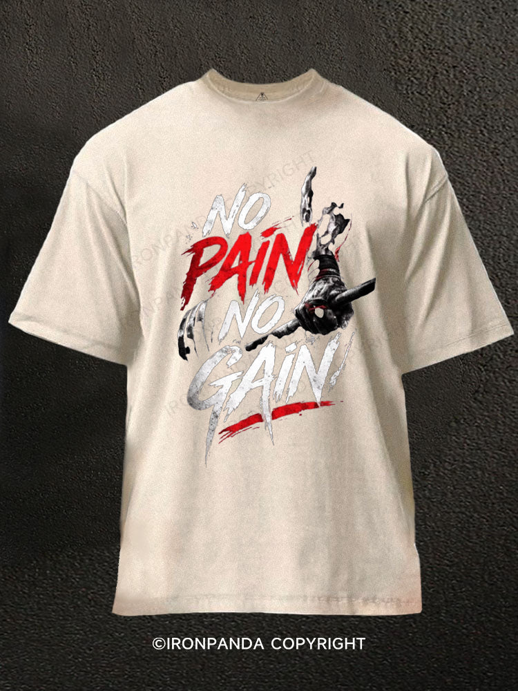 No Pain No Gain Motivation Washed Gym Shirt