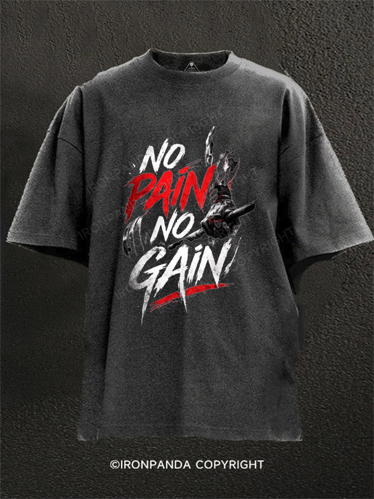 No Pain No Gain Motivation Washed Gym Shirt