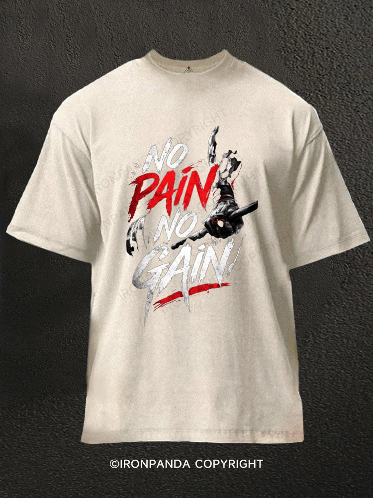 No Pain No Gain Motivation Washed Gym Shirt