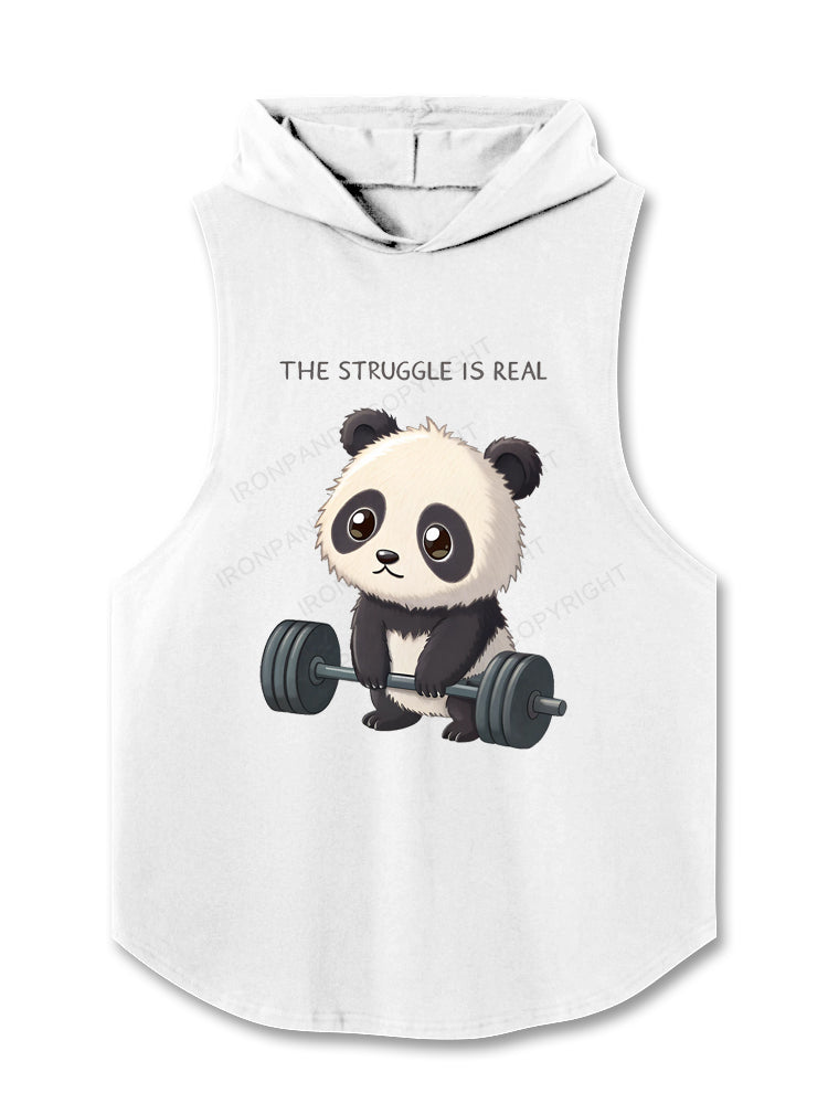 The Struggle Is Real Panda Weightlifting Humor Hooded Tank