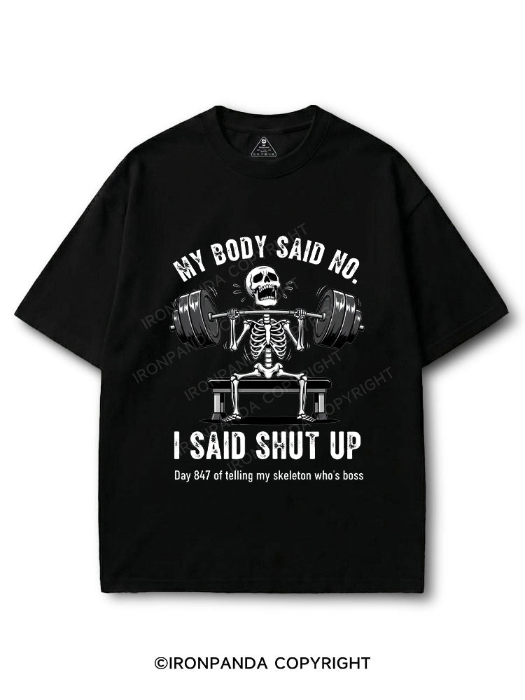My Body Says No Funny Skeleton Gym Workout COTTON PUMP COVER