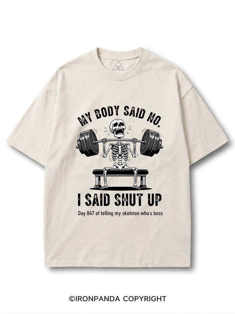 My Body Says No Funny Skeleton Gym Workout COTTON PUMP COVER