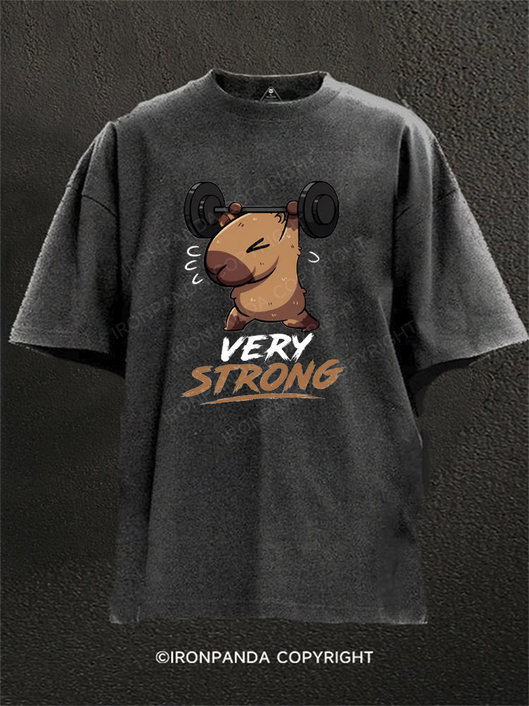Very Strong Capybara Heavy Washed Gym Shirt