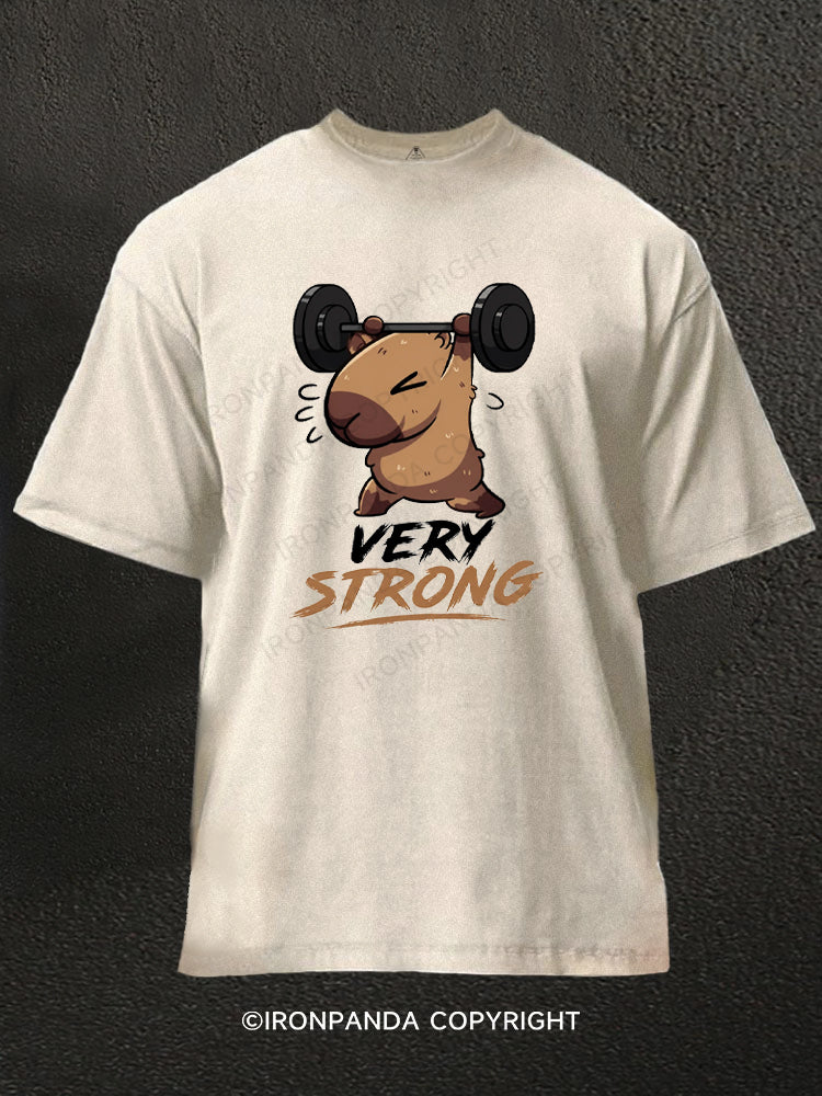 Very Strong Capybara Heavy Washed Gym Shirt