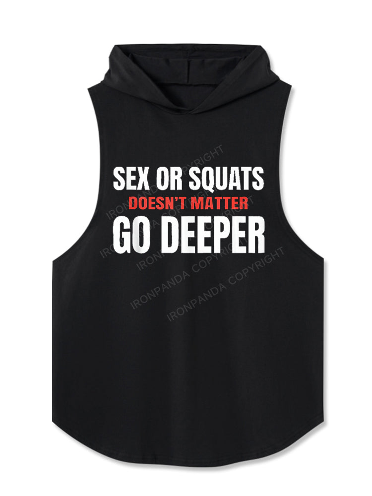 Go Deeper Funny Squat Hooded Tank