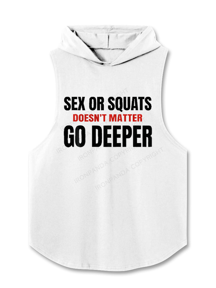 Go Deeper Funny Squat Hooded Tank