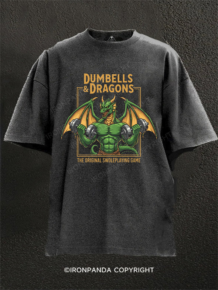 Dumbells and Dragons Washed Gym Shirt