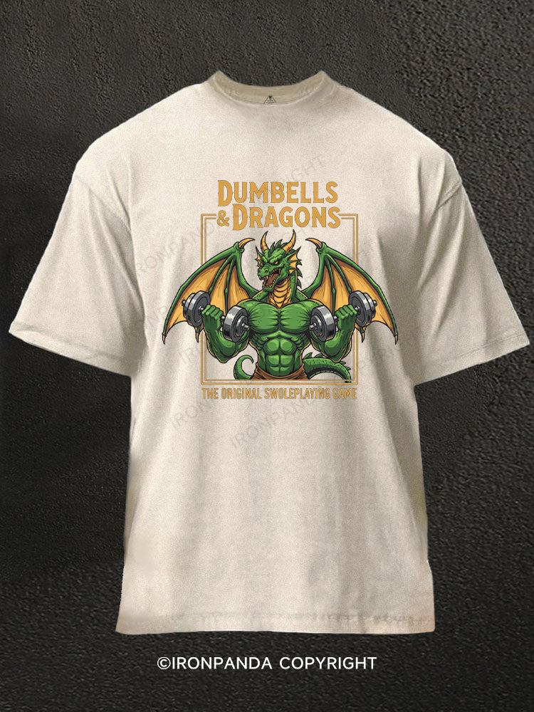 Dumbells and Dragons Washed Gym Shirt