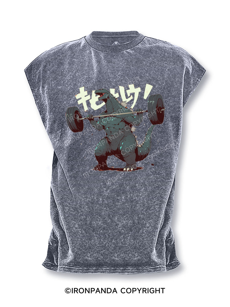 godzilla at gym Cut Off Tank