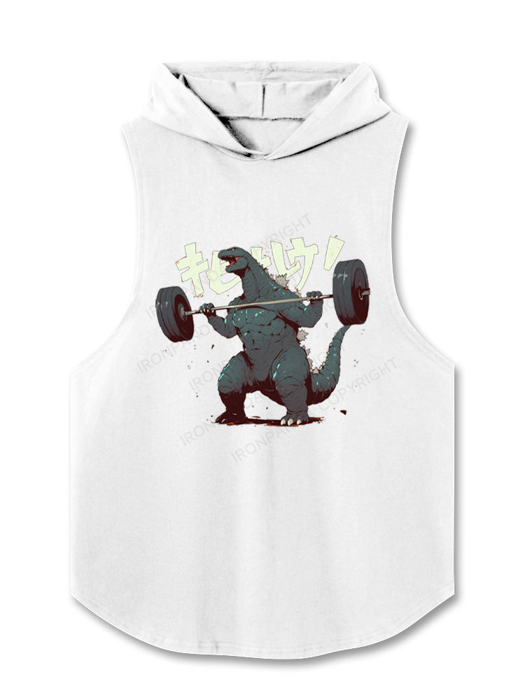 godzilla at gym Hooded Tank
