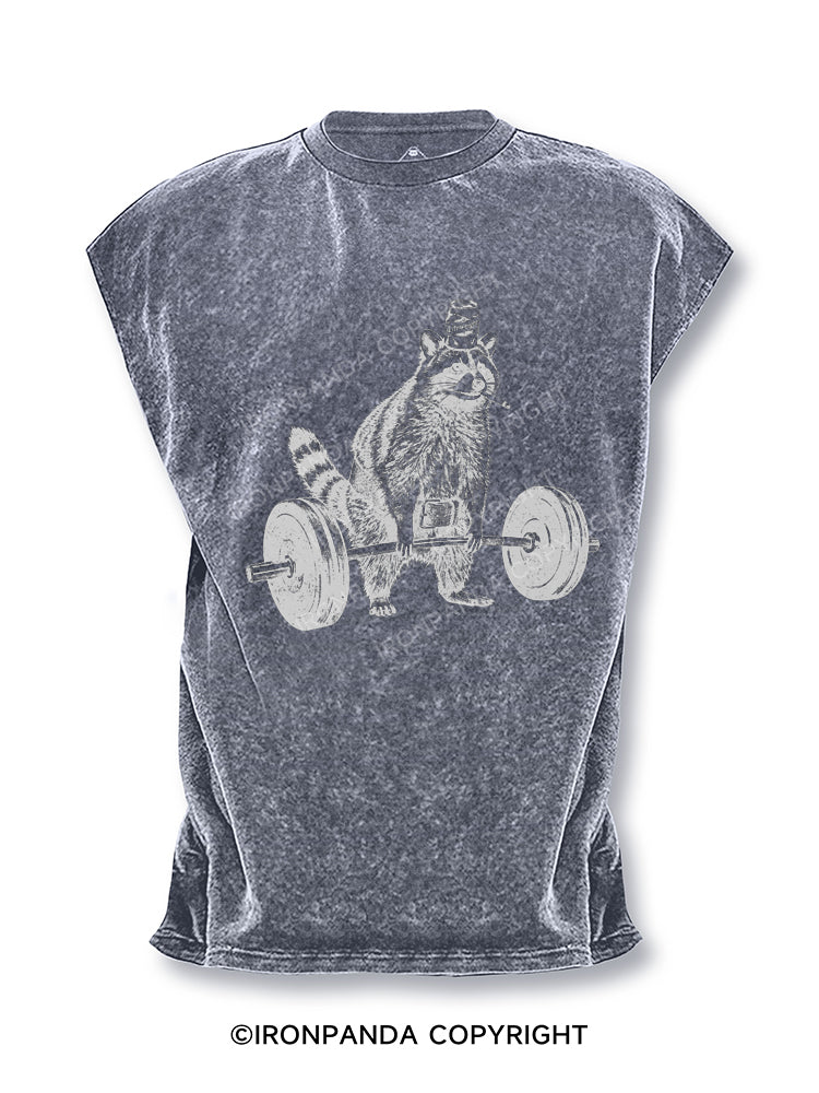 Smoking Raccoon Deadlift Cut Off Tank