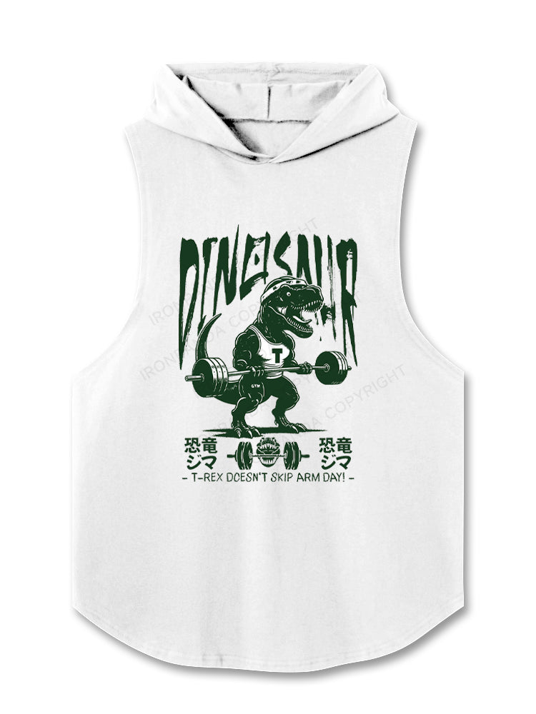 T‑Rex Doesn’t Skip Arm Day  Hooded Tank