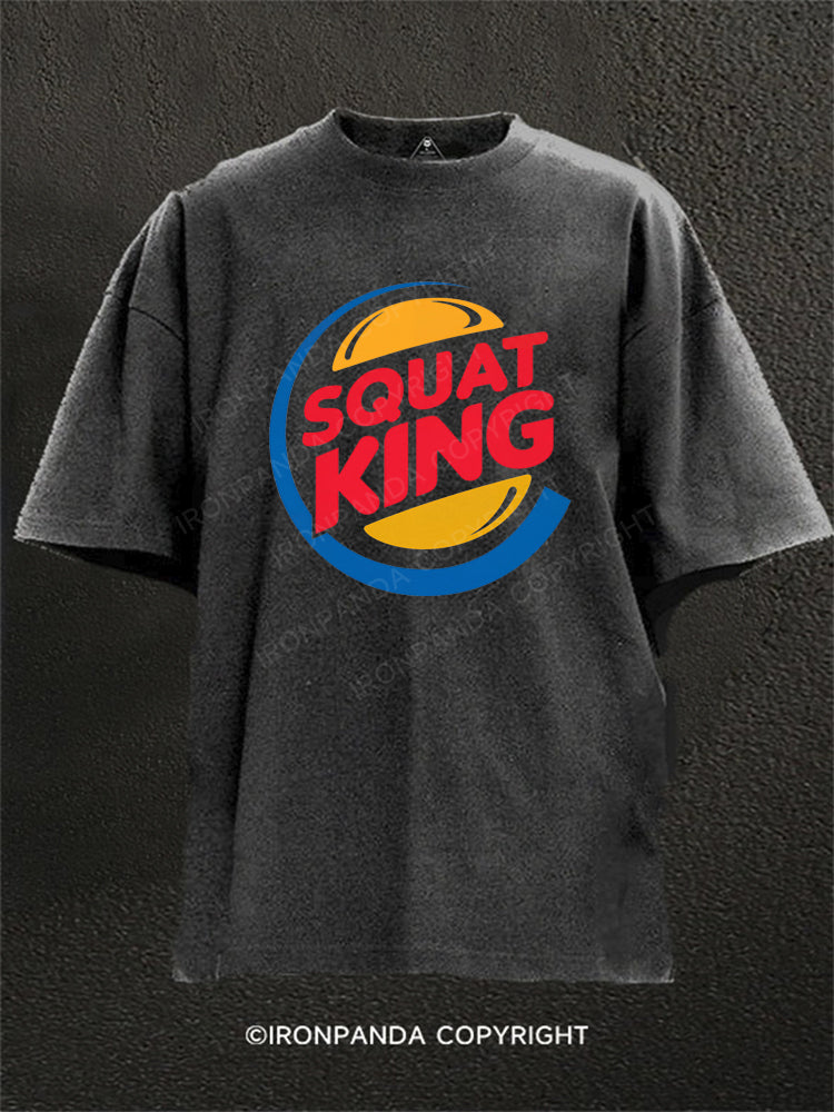 Squat King Fitness Humor Washed Gym Shirt