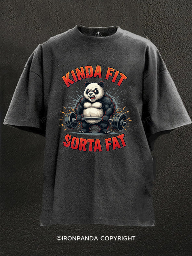 Strong Panda Lifting Barbell Washed Gym Shirt