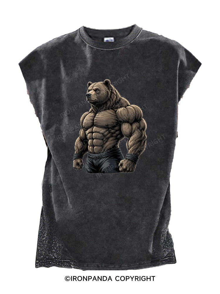 Muscular Bear Bodybuilder Cut Off Tank
