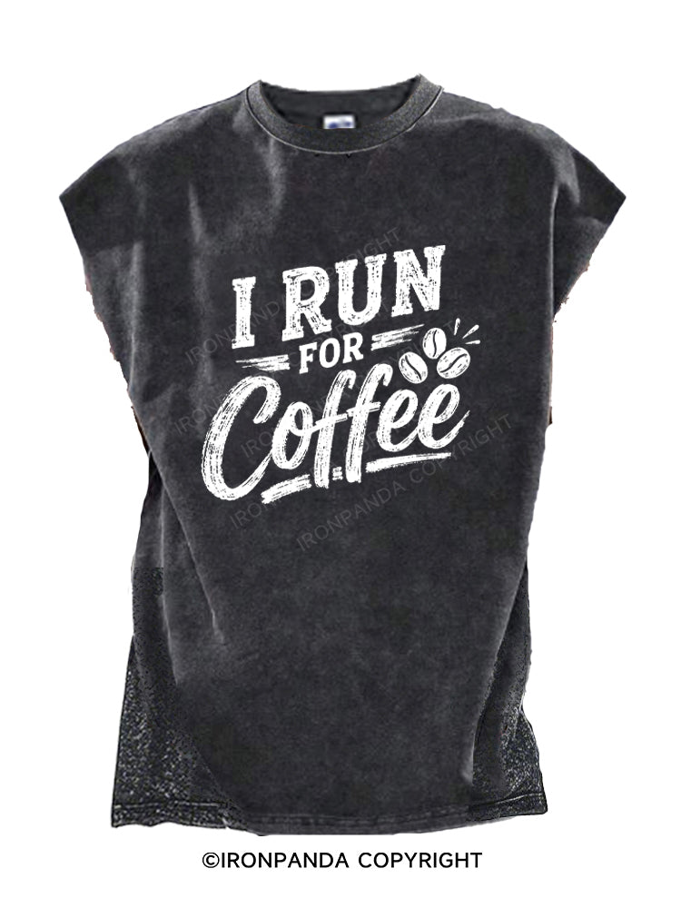 I Run For Coffee Cut Off Tank