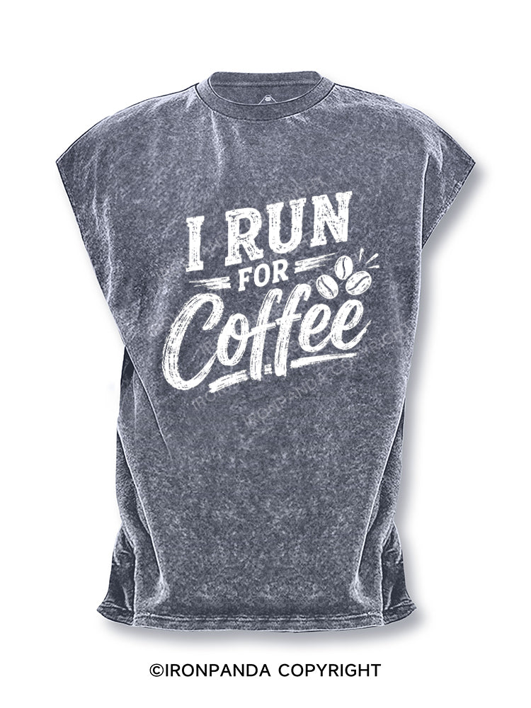 I Run For Coffee Cut Off Tank