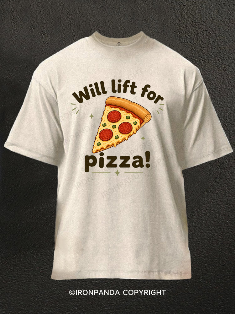 Will Lift for Pizza Washed Gym Shirt