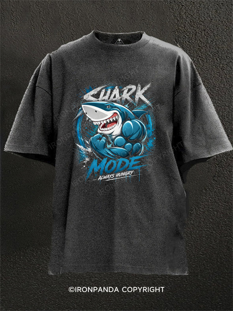 Shark Mode Always Hungry Washed Gym Shirt