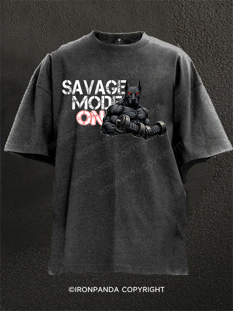 Savage Mode On Washed Gym Shirt