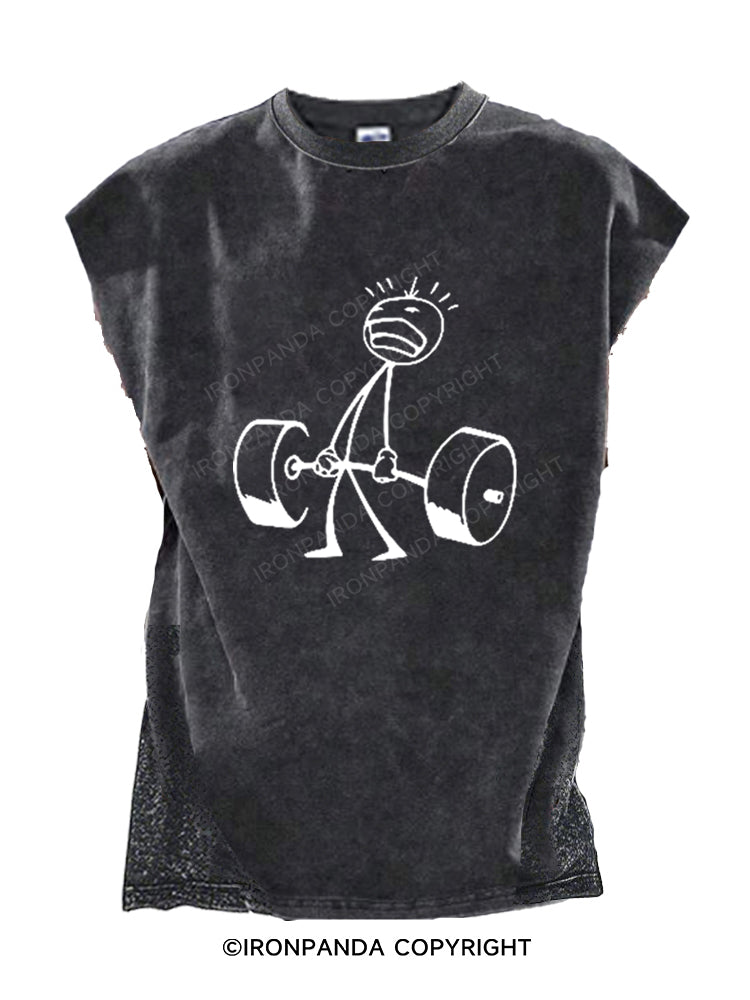 Weightlifting Stick Figure Cut Off Tank