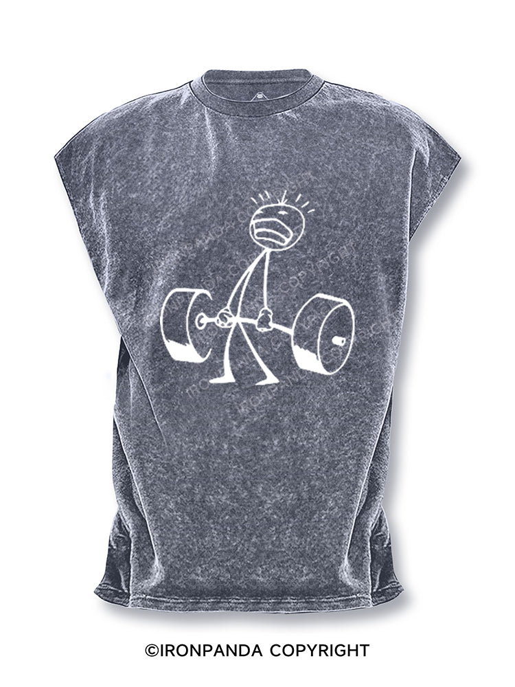 Weightlifting Stick Figure Cut Off Tank