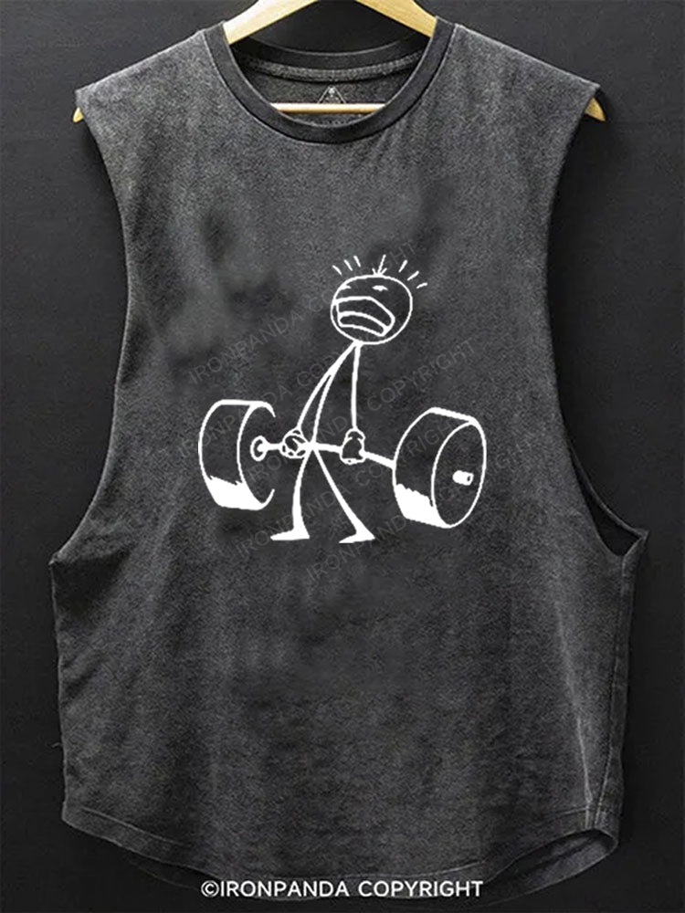 Weightlifting Stick Figure SCOOP BOTTOM COTTON TANK