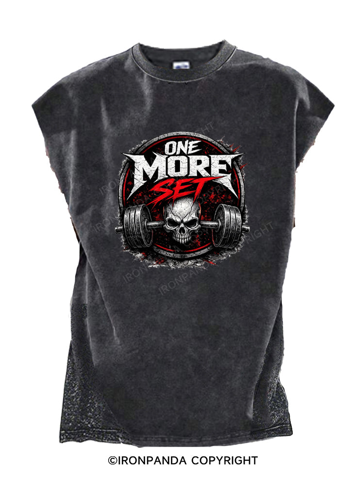 One More Set Skull Barbell Weightlifting Cut Off Tank