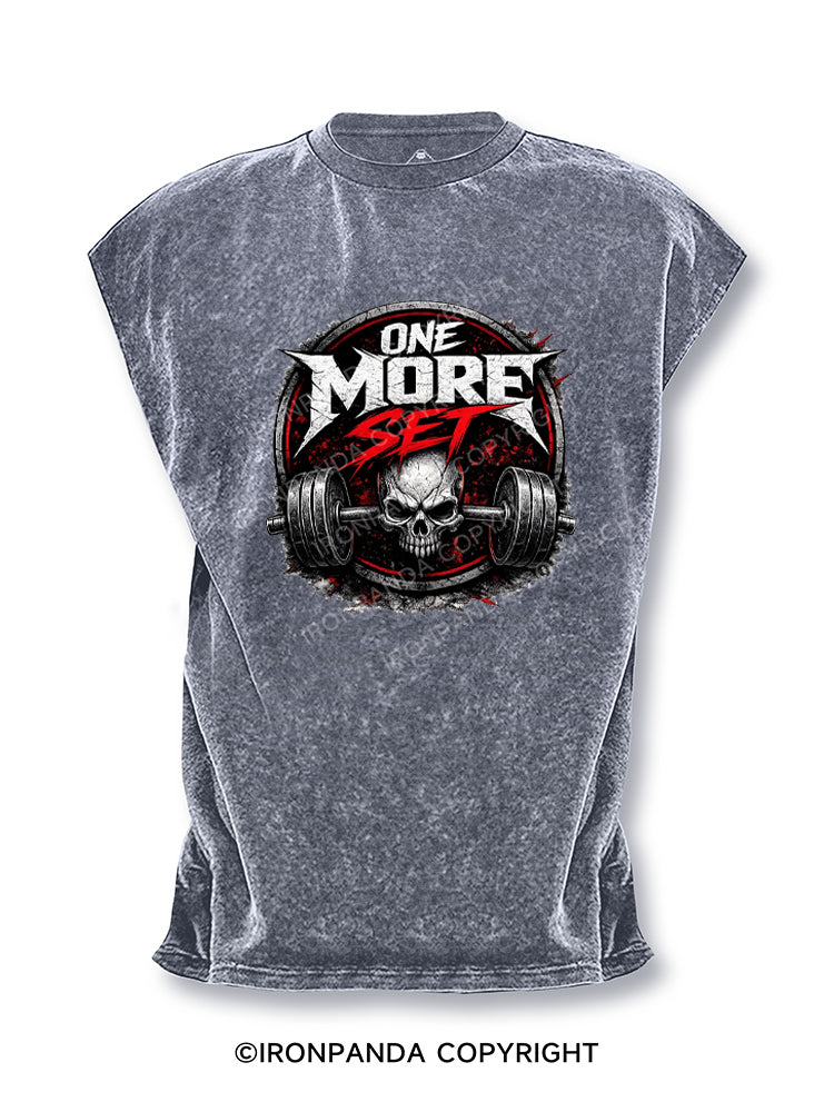 One More Set Skull Barbell Weightlifting Cut Off Tank