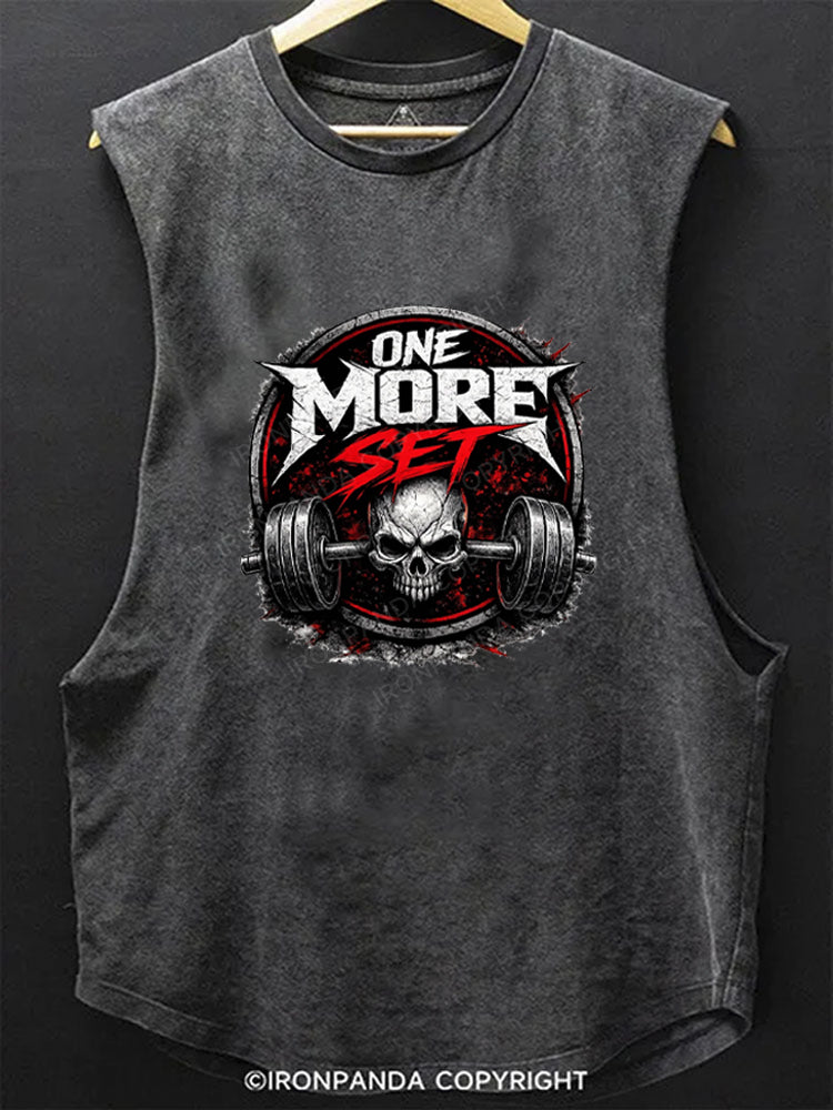 One More Set Skull Barbell Weightlifting SCOOP BOTTOM COTTON TANK