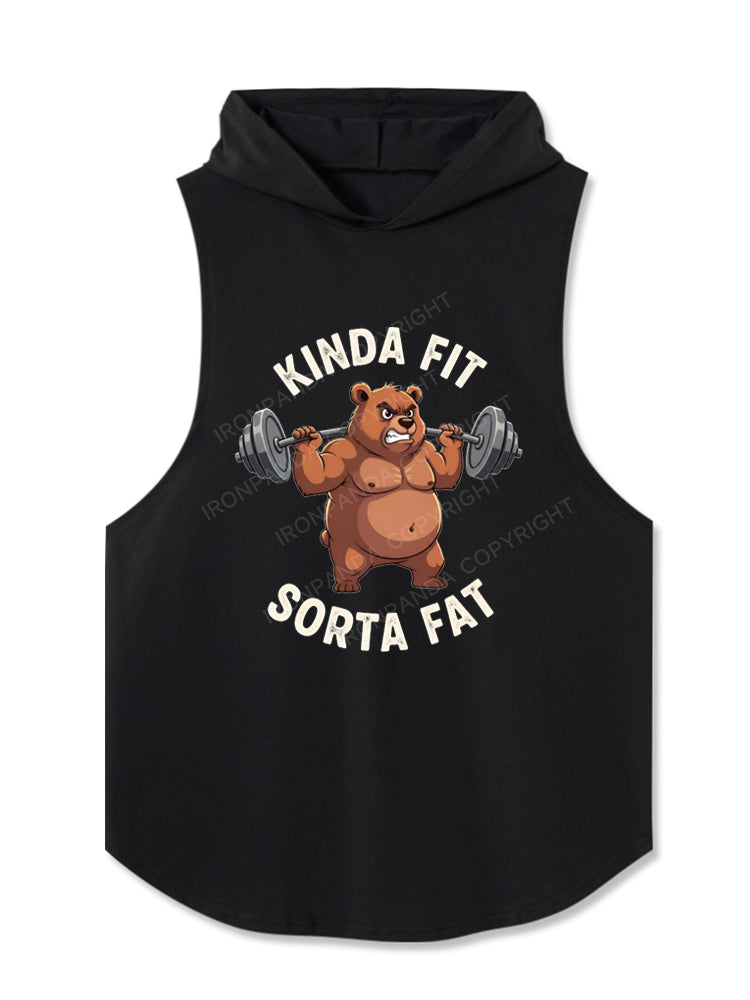 Kinda Fit Sorta Fat Bear Weightlifting Hooded Tank