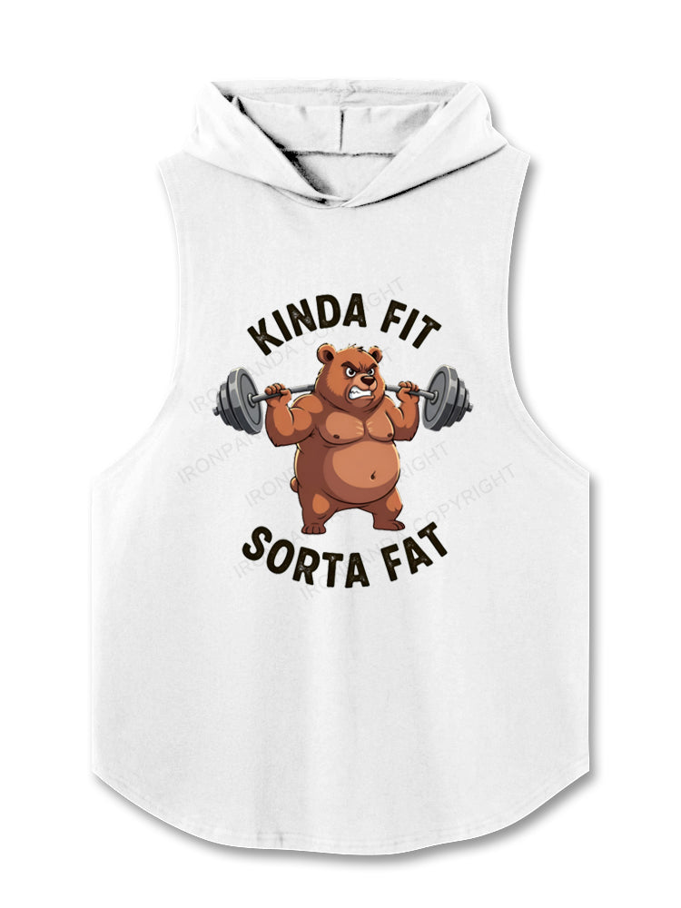 Kinda Fit Sorta Fat Bear Weightlifting Hooded Tank