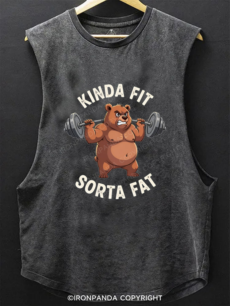 Kinda Fit Sorta Fat Bear Weightlifting SCOOP BOTTOM COTTON TANK