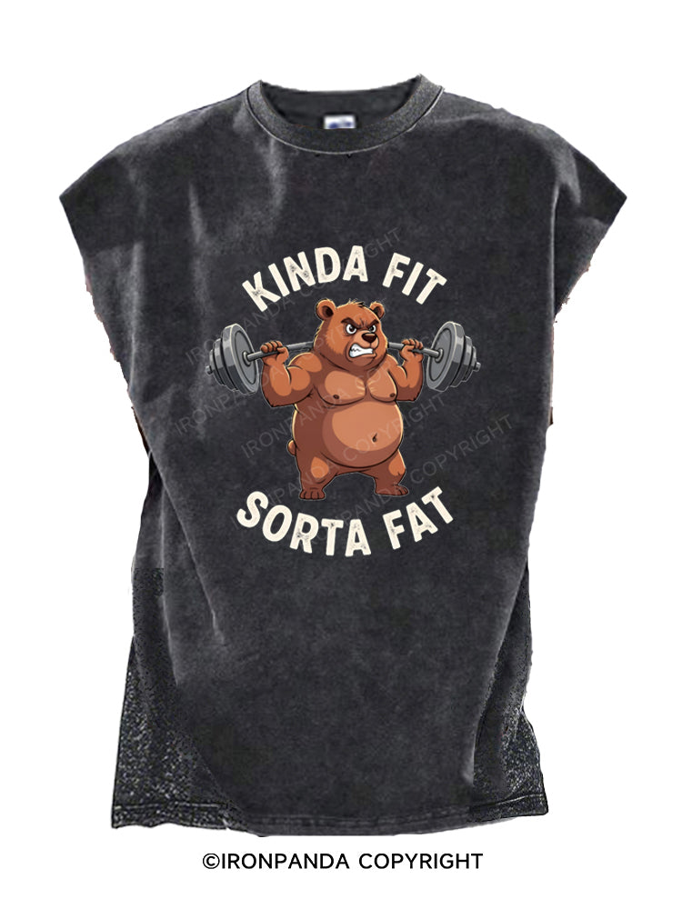 Kinda Fit Sorta Fat Bear Weightlifting Cut Off Tank