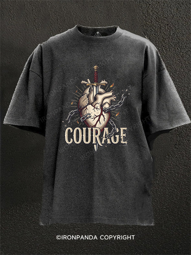 Bold Courage Motivational Washed Gym Shirt