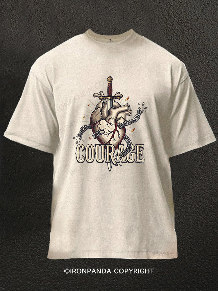 Bold Courage Motivational Washed Gym Shirt