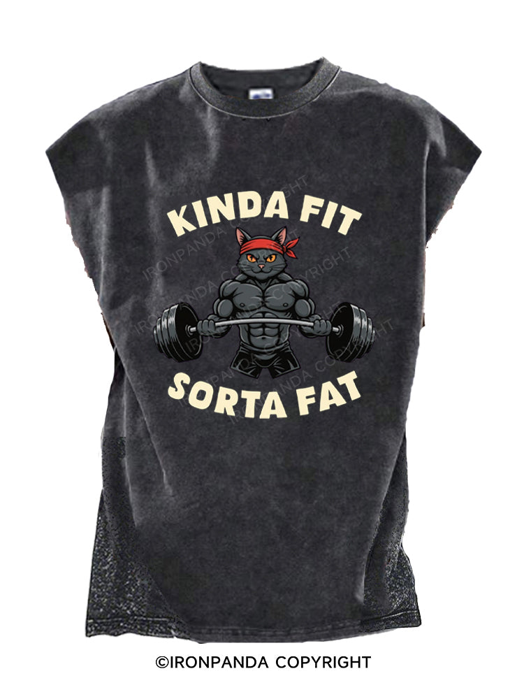 Kinda Fit Sorta Fat Funny Cat Cut Off Tank