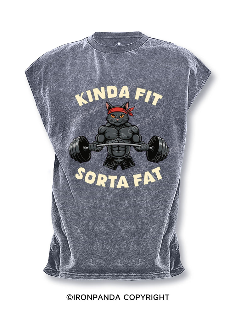 Kinda Fit Sorta Fat Funny Cat Cut Off Tank