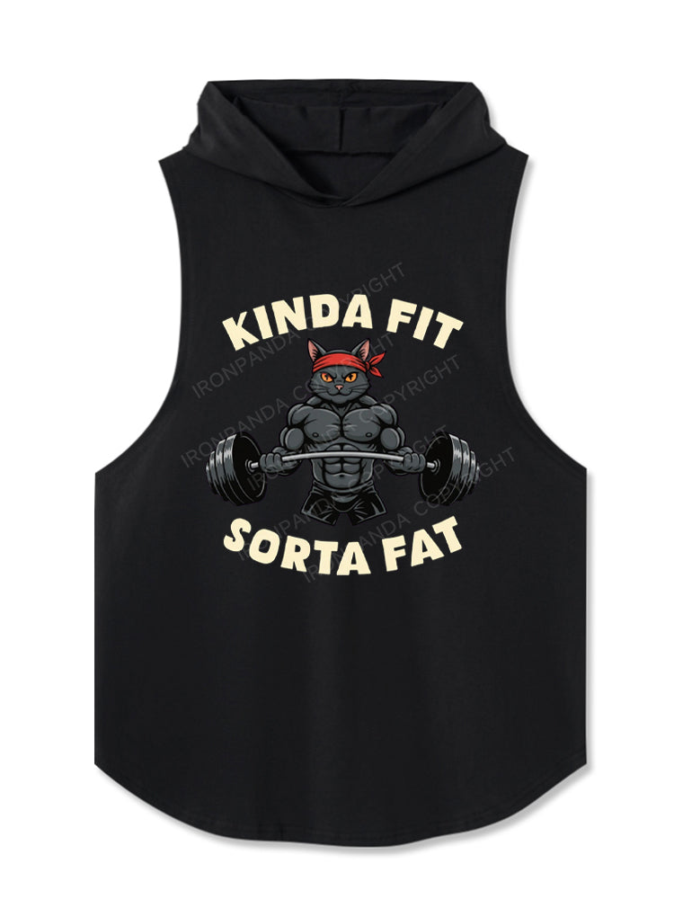 Kinda Fit Sorta Fat Funny Cat Hooded Tank