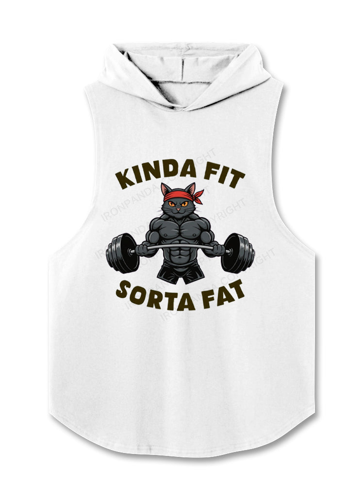 Kinda Fit Sorta Fat Funny Cat Hooded Tank