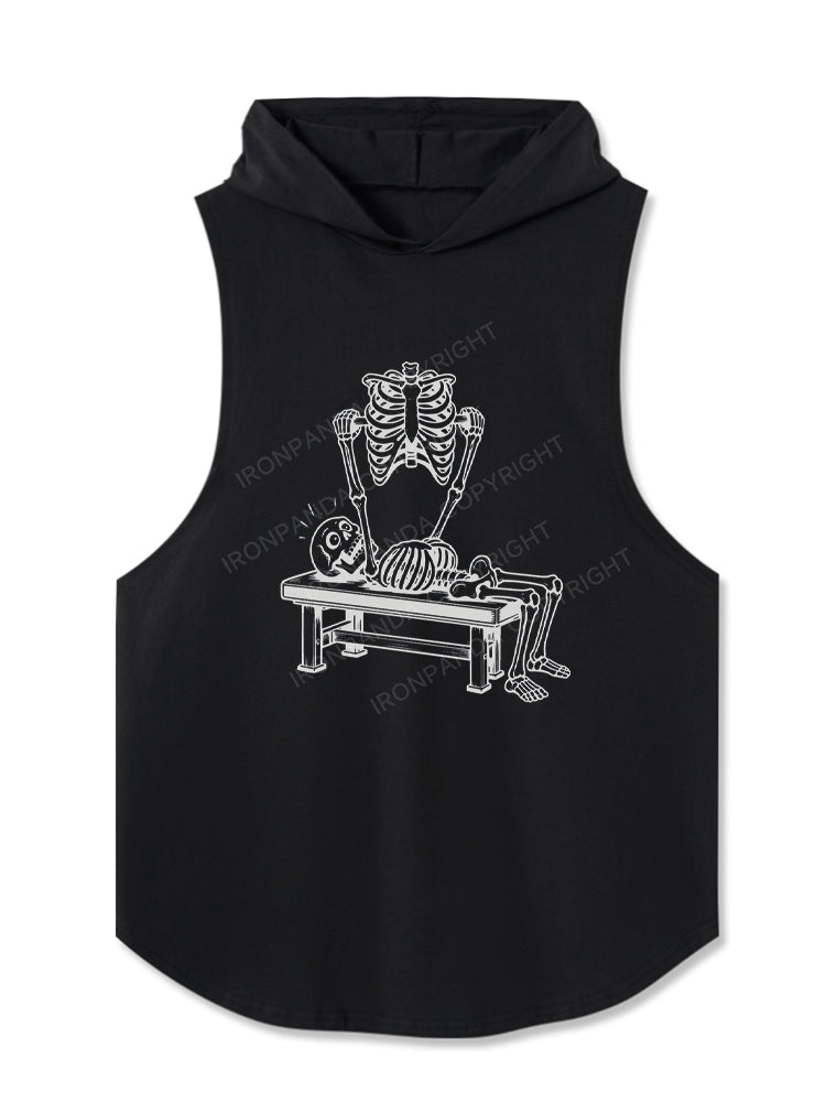 Funny Skeleton Bench Press Hooded Tank