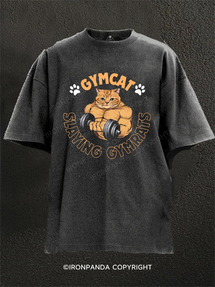 GYMCAT SLAYING GYMRATS Washed Gym Shirt