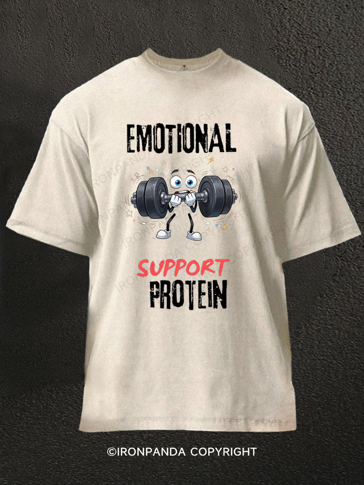 Emotional Support Protein Washed Gym Shirt