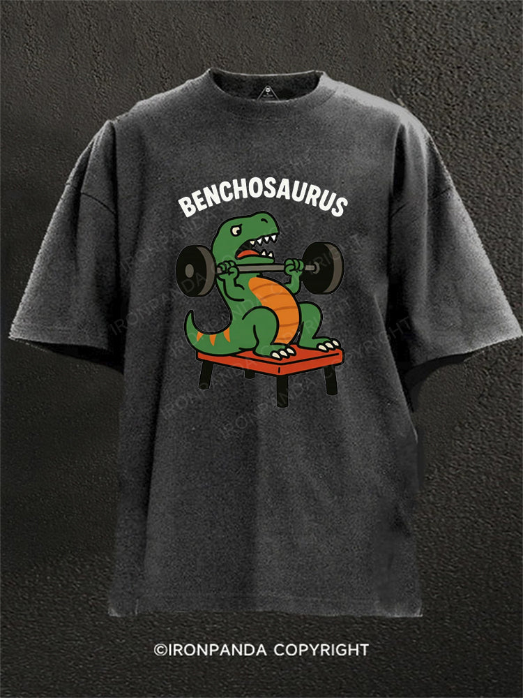 Benchosaurus Dinosaur Bench Press Washed Gym Shirt