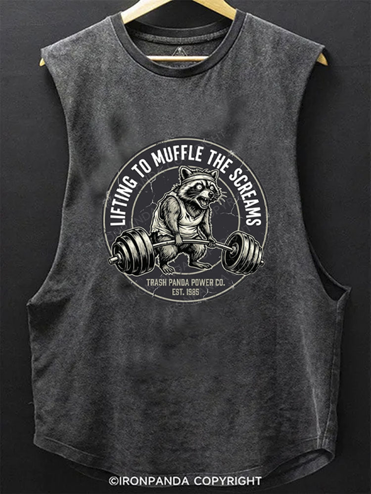 LIFTING TO MUFFLE THE SCREAMS SCOOP BOTTOM COTTON TANK