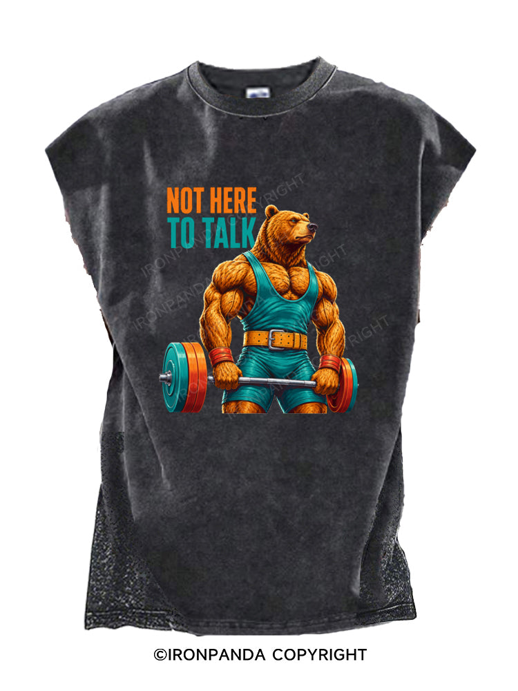 Not Here To Talk Muscular Bear Cut Off Tank